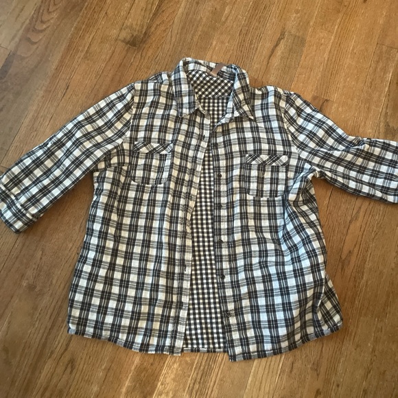 Brina & Em Tops - Black and White Plaid Shirt